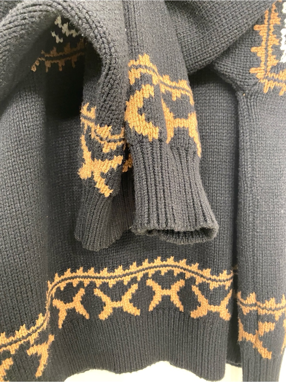 Brunette the Label Fair Isle Knit Sweater Black Brown Oversized XS/S - Picture 3 of 11